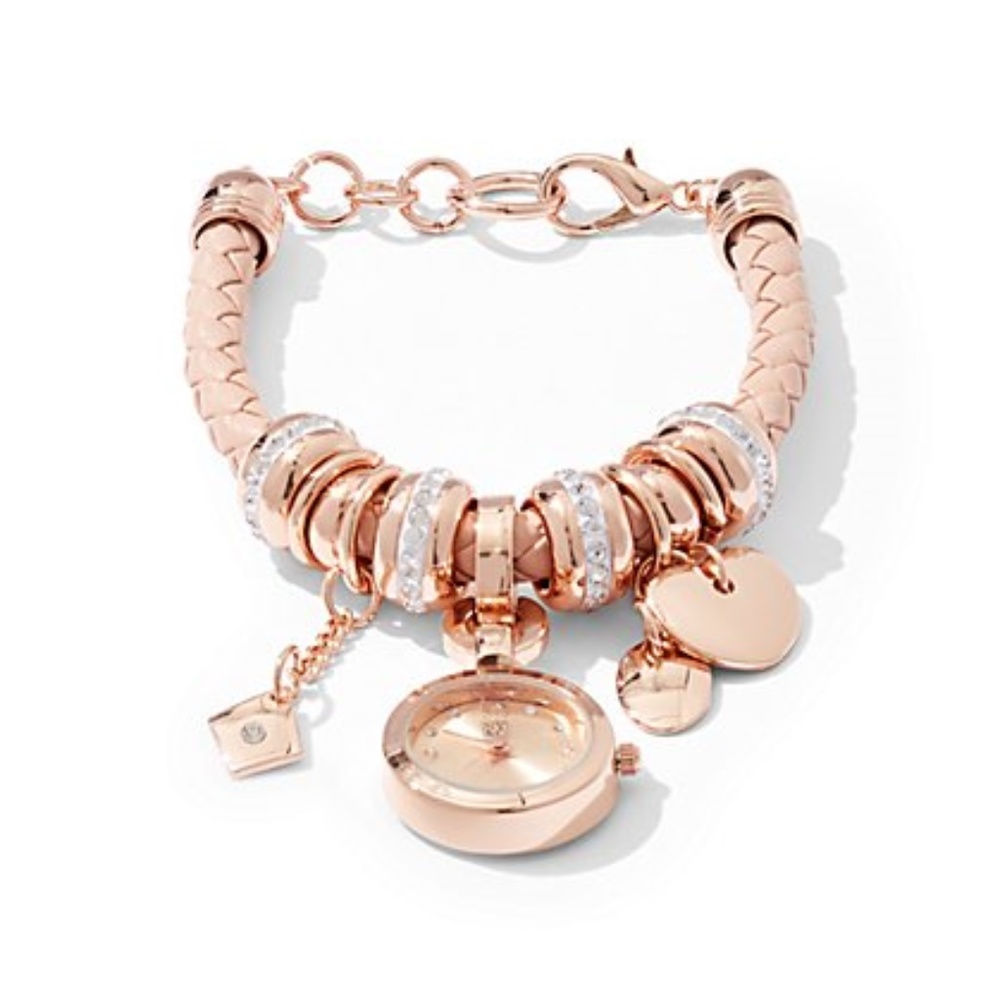 New York & Company Corded Watch Charm Bracelet